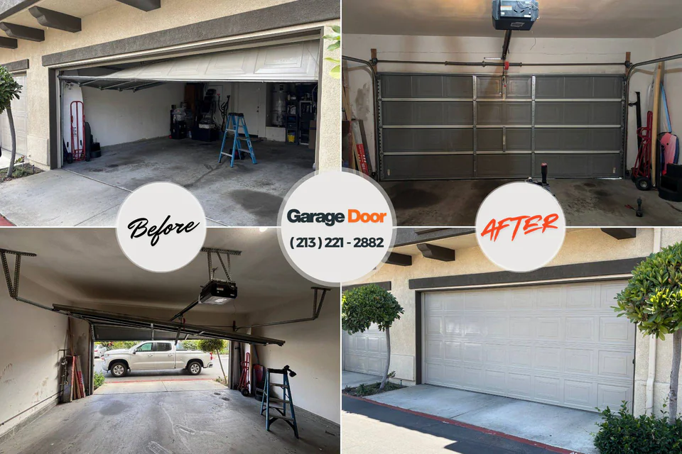 Before and after: garage door repair Harwich Center, MA